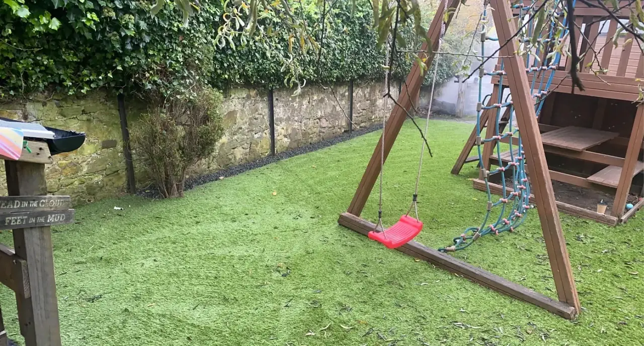 Family garden with new lawn