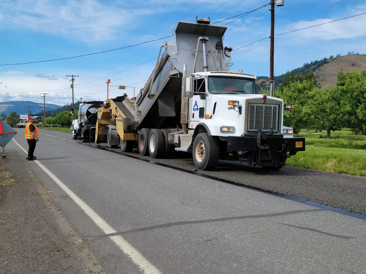 Hot tarmac being laid