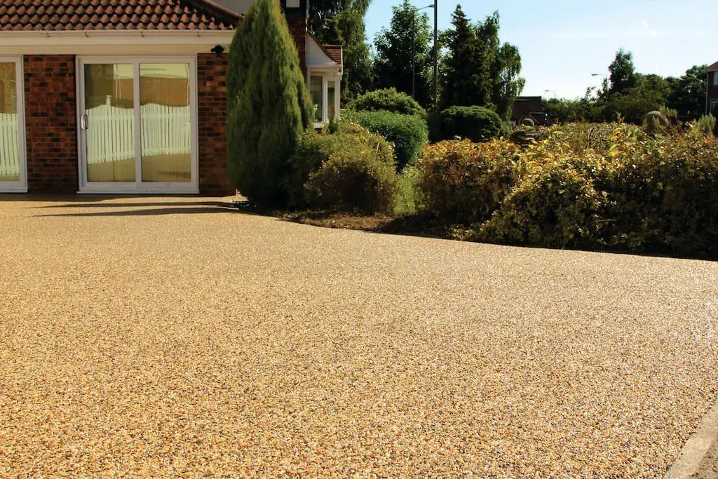 Resin driveway in front of a bungalow
