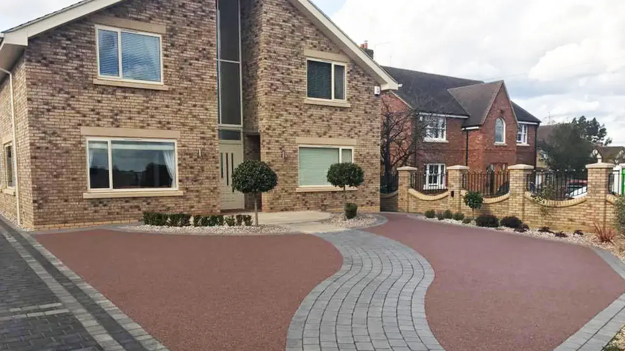 Red and grey resin driveway